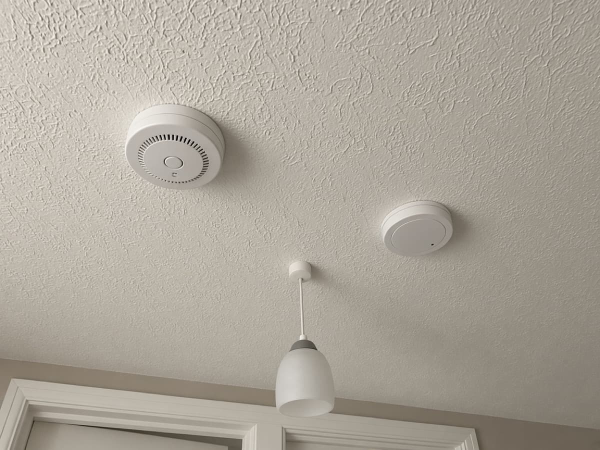 Smoke alarms fitted in a rental hallway
