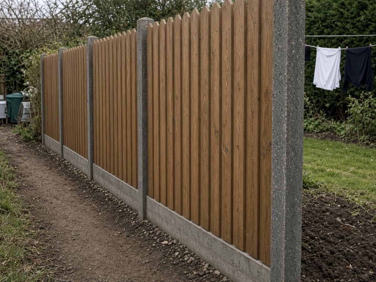New boundary fencing along a garden edge