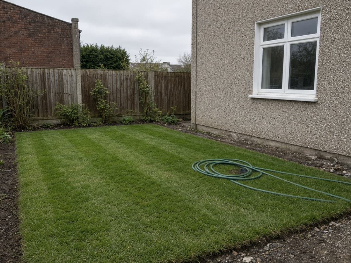 Turf relay across a cleared back garden