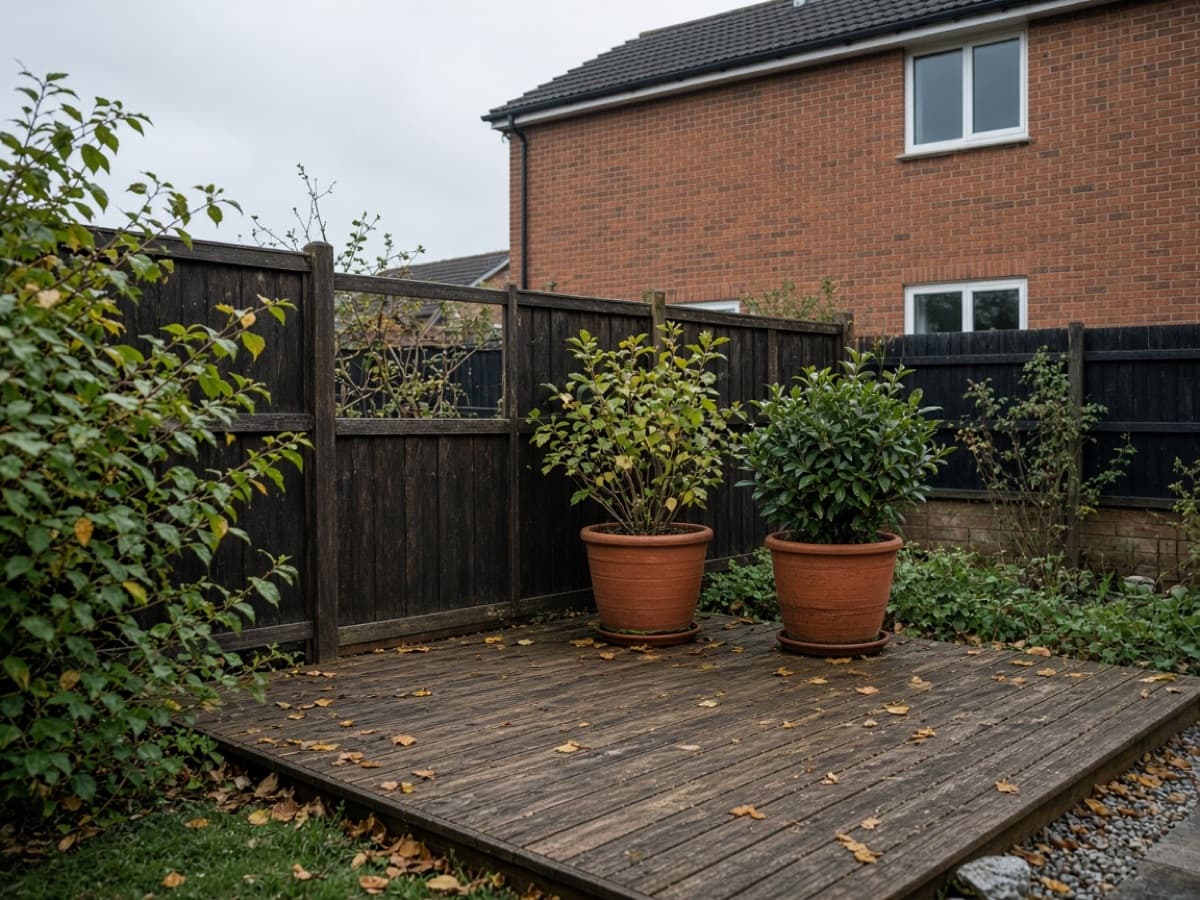 Timber deck with planting along the garden edge