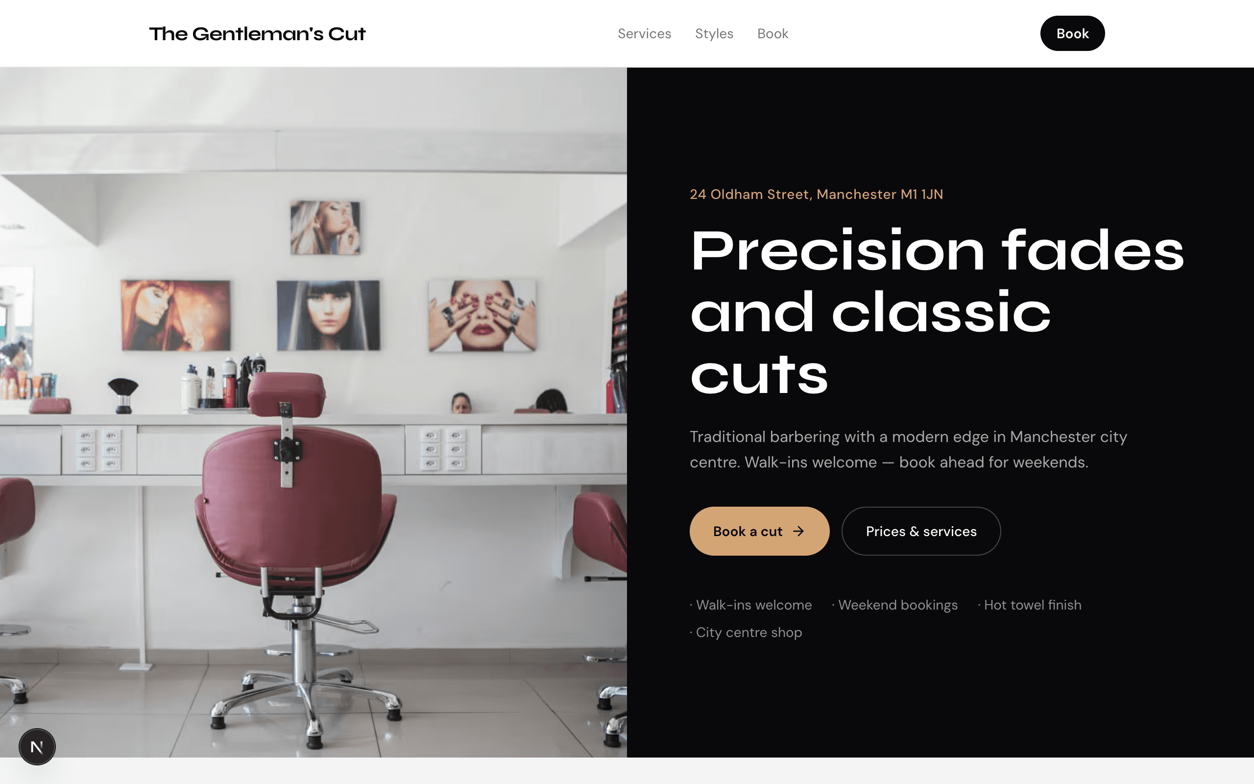 The Gentleman's Cut homepage preview