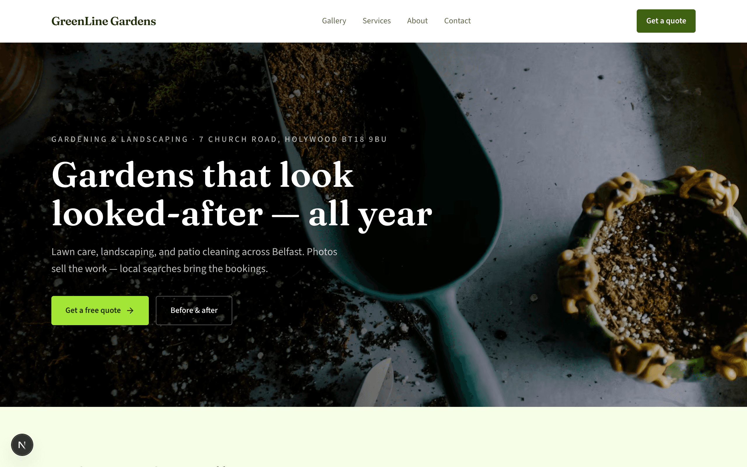 GreenLine Gardens homepage preview