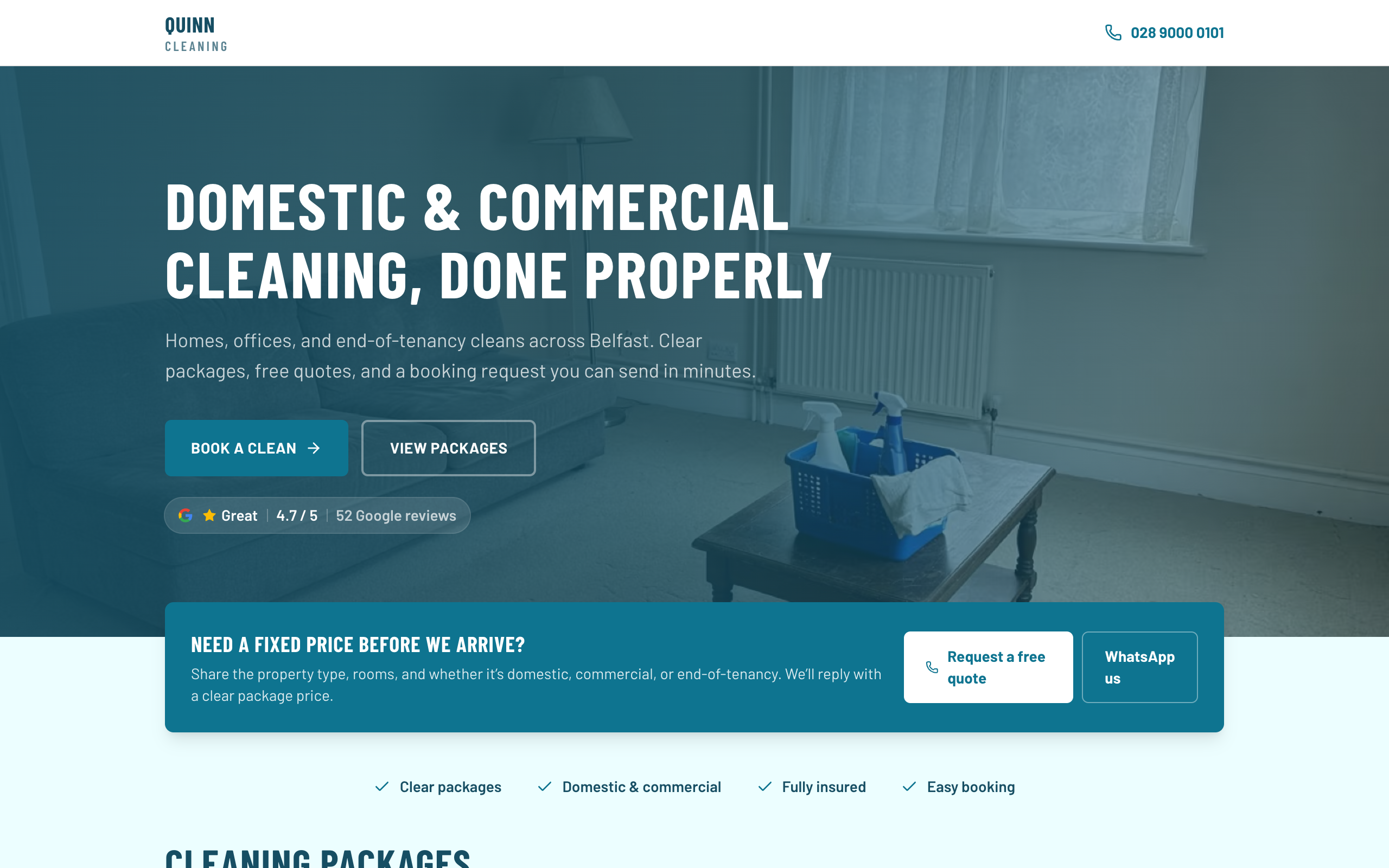 Quinn Cleaning homepage preview