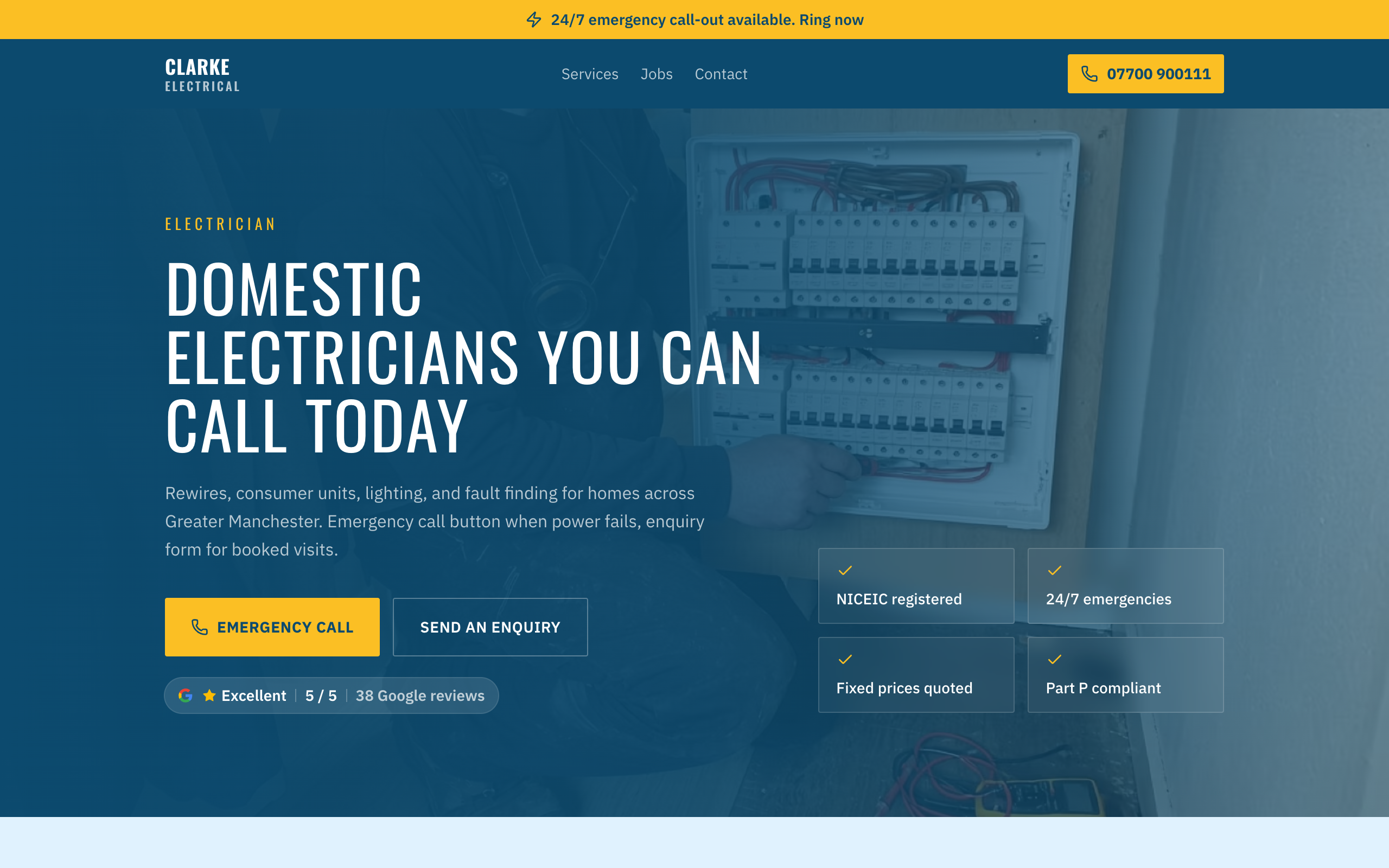 Clarke Electrical homepage preview