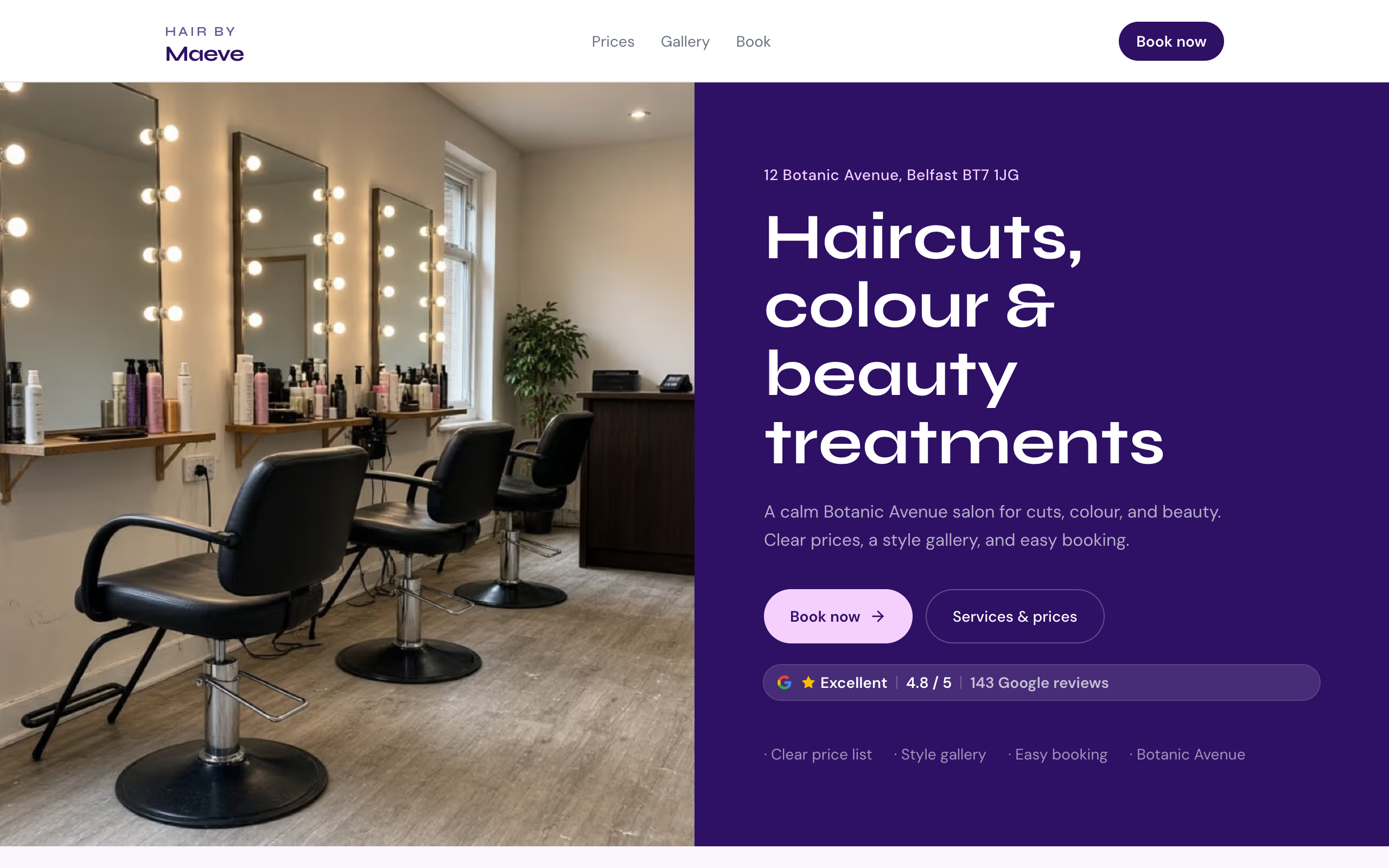 Hair by Maeve homepage preview